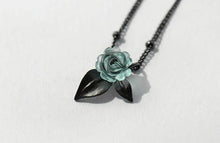 Load image into Gallery viewer, Blue Rose Flower Crystal Pendant Necklace