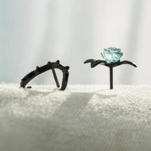 Load image into Gallery viewer, Thorn Blue Crystal Rose Design Black Stud Earrings