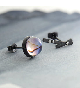 Milky Trail Stud Earrings Magical Stripe Crystal Star