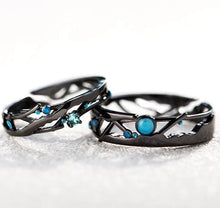 Load image into Gallery viewer, Blue Bright Cubic Zirconia Milky Way Black Rings