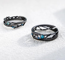 Load image into Gallery viewer, Blue Bright Cubic Zirconia Milky Way Black Rings