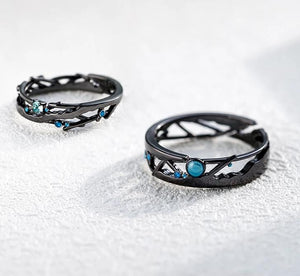 Blue Bright Cubic Zirconia Milky Way Black Rings