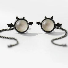 Load image into Gallery viewer, Little Devil Silver Black Ear Drop Long Tail Mini Earrings