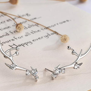 Diamond-Studded Zircon Deer Crown Style Earrings