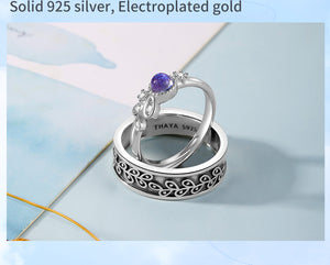 Bohemia Zircon Provence Design Unique Purple Couples Ring