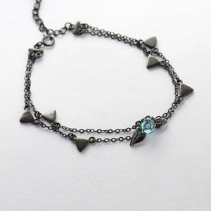 Thorns Rose Bracelet Two Layer Crystal Flower Black Chain