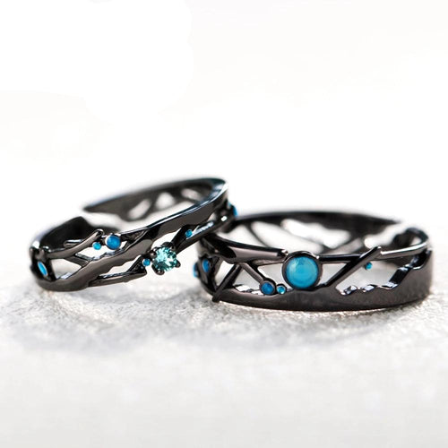 Blue Bright Cubic Zirconia Milky Way Black Rings