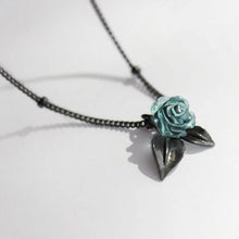 Load image into Gallery viewer, Blue Rose Flower Crystal Pendant Necklace