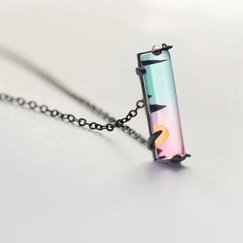 Gradation Crystal Beauty Sunset Symphony Chain Necklace