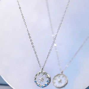 Bohemia Transparent Blue Chain Link Pendant Necklaces