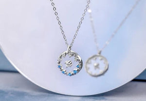 Bohemia Transparent Blue Chain Link Pendant Necklaces