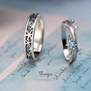 Christmas Snowflake 3D Texture Couple Rings