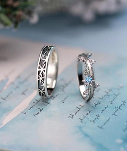 Christmas Snowflake 3D Texture Couple Rings