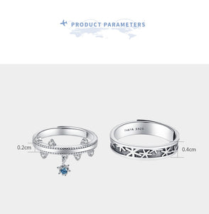 Christmas Snowflake 3D Texture Couple Rings