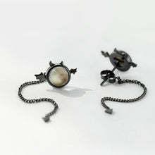 Load image into Gallery viewer, Little Devil Silver Black Ear Drop Long Tail Mini Earrings