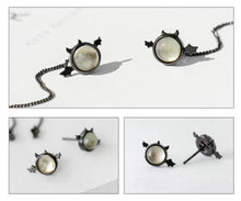 Load image into Gallery viewer, Little Devil Silver Black Ear Drop Long Tail Mini Earrings