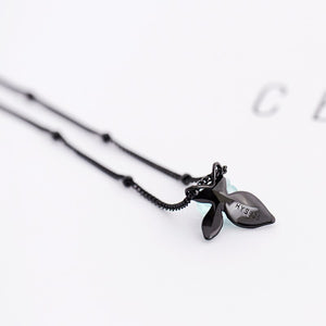 Blue Rose Flower Crystal Pendant Necklace