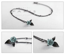 Load image into Gallery viewer, Blue Rose Flower Crystal Pendant Necklace