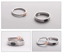 Load image into Gallery viewer, Black and Rose Gold 3D Puzzle Engagement Rings