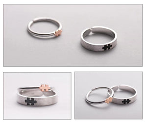 Black and Rose Gold 3D Puzzle Engagement Rings