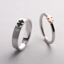 Load image into Gallery viewer, Black and Rose Gold 3D Puzzle Engagement Rings