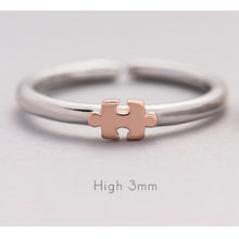 Load image into Gallery viewer, Black and Rose Gold 3D Puzzle Engagement Rings