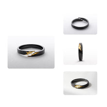 Load image into Gallery viewer, Gold Crack Ancient Black Wood Grain Rings