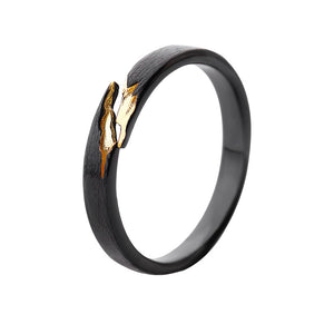 Gold Crack Ancient Black Wood Grain Rings