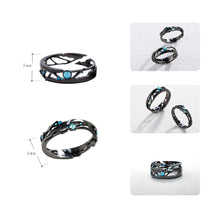 Load image into Gallery viewer, Blue Bright Cubic Zirconia Milky Way Black Rings