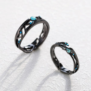 Blue Bright Cubic Zirconia Milky Way Black Rings