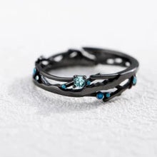 Load image into Gallery viewer, Blue Bright Cubic Zirconia Milky Way Black Rings