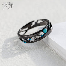 Load image into Gallery viewer, Blue Bright Cubic Zirconia Milky Way Black Rings