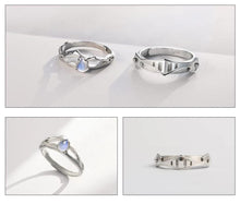 Load image into Gallery viewer, Princess &amp; Knight Natural Blue Light Moonstone Couple Rings