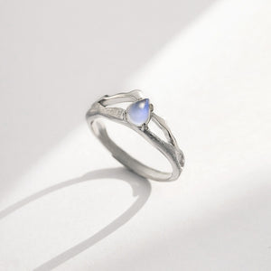 Princess & Knight Natural Blue Light Moonstone Couple Rings