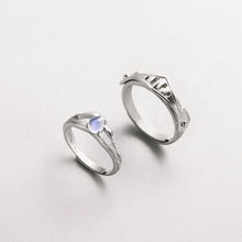 Load image into Gallery viewer, Princess &amp; Knight Natural Blue Light Moonstone Couple Rings