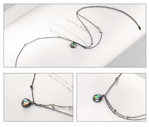 Milky Way Silver Pendant Necklace Galaxy Crystal Black Chain