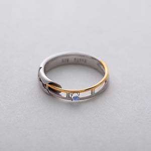 Train Rail Design Moonstone Lover Rings