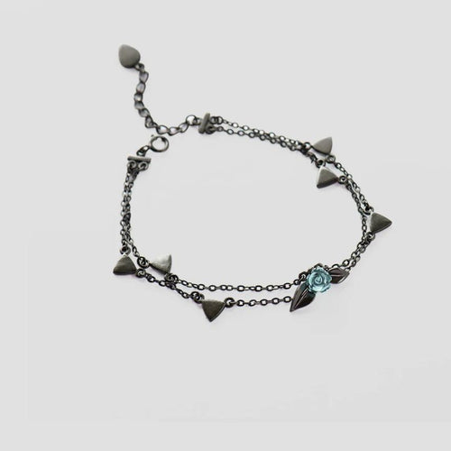 Thorns Rose Bracelet Two Layer Crystal Flower Black Chain