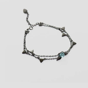 Thorns Rose Bracelet Two Layer Crystal Flower Black Chain